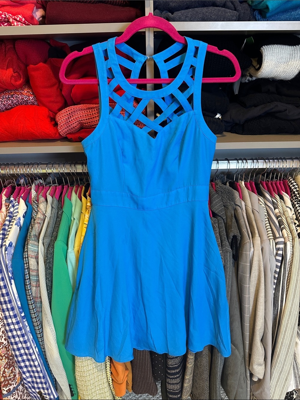Guess blue sleeveless back zipper closure lined cut out dress size XS